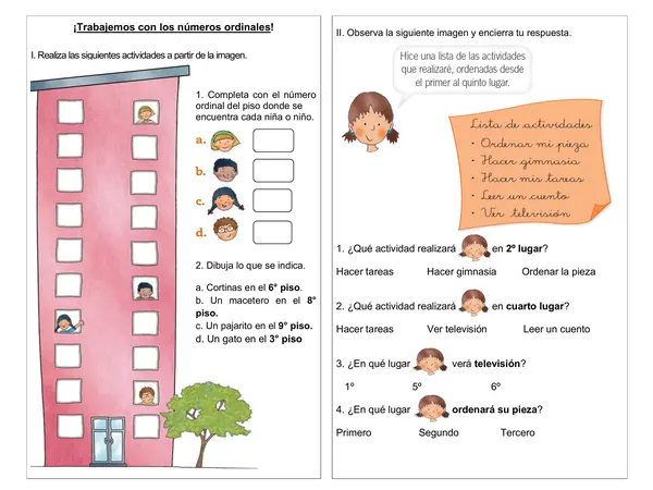 Guía de matemática 1° "Trabajemos con los números ordinales"