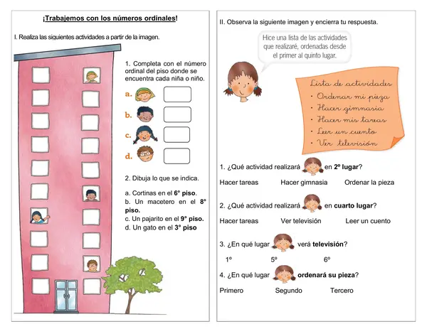 Guía de matemática 1° "Trabajemos con los números ordinales"