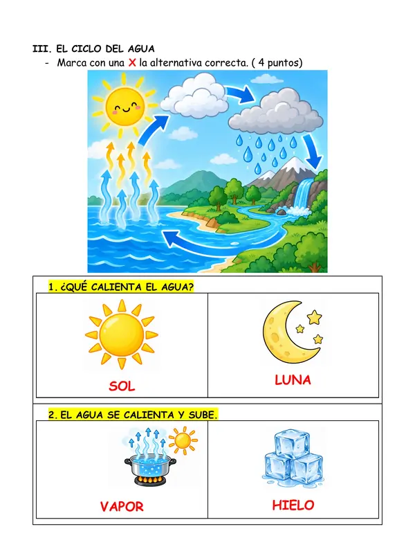 Evaluación Adecuada Ciencias Naturales 2° Básico | Estados y Ciclo del Agua