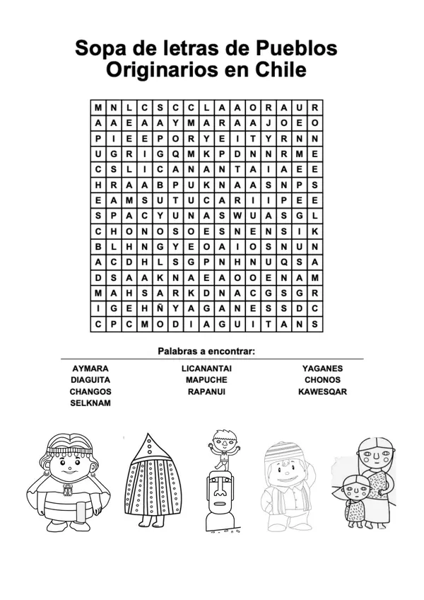 Sopa de letras: Pueblos originarios