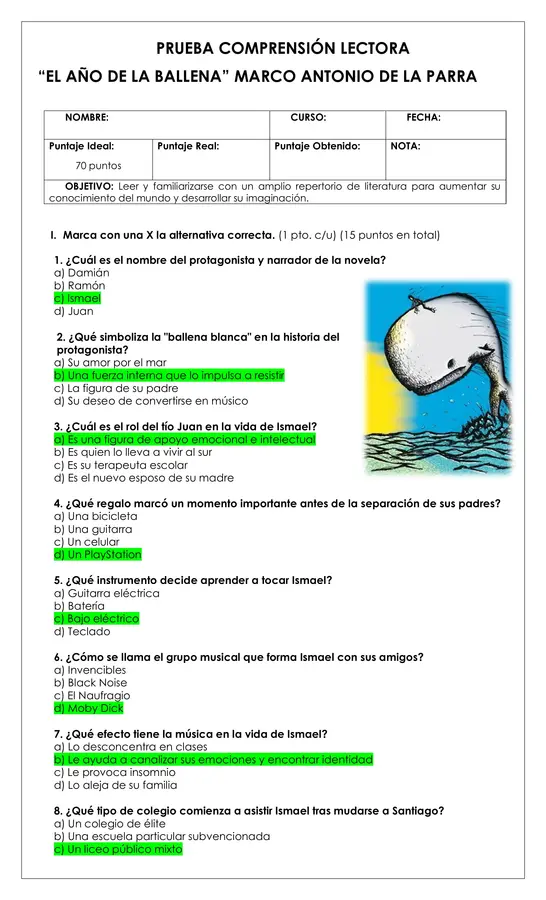 Prueba Lectura - El año de la ballena 