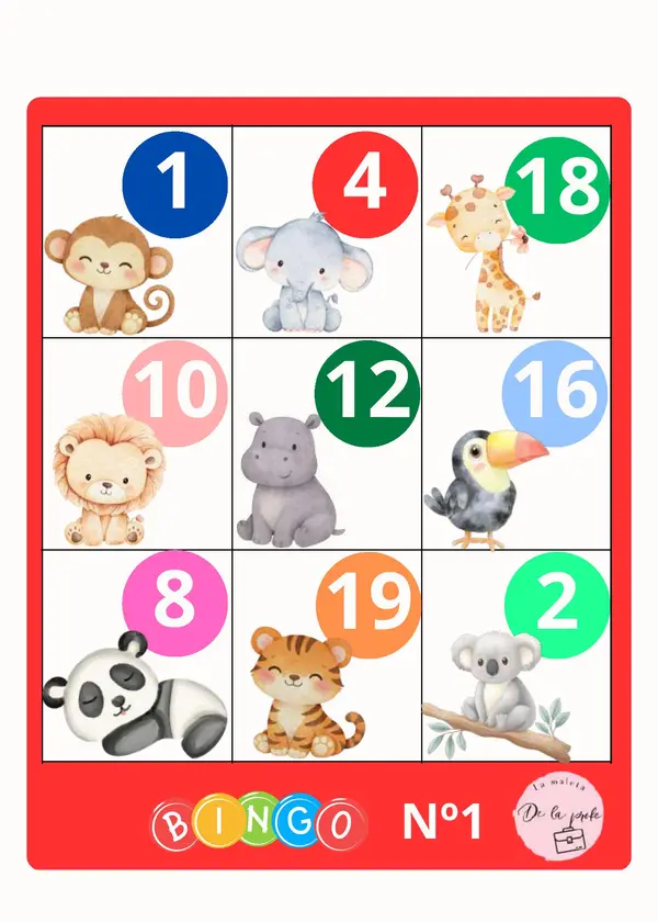 Bingo de Animales y Números – Juego Didáctico Imprimible
