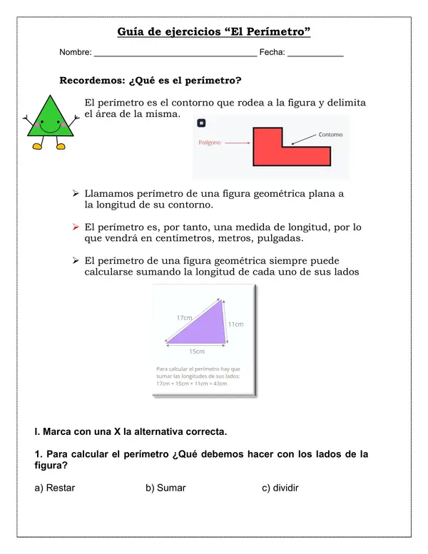 Guia de actividades "El perímetro" Editable Word Matemática