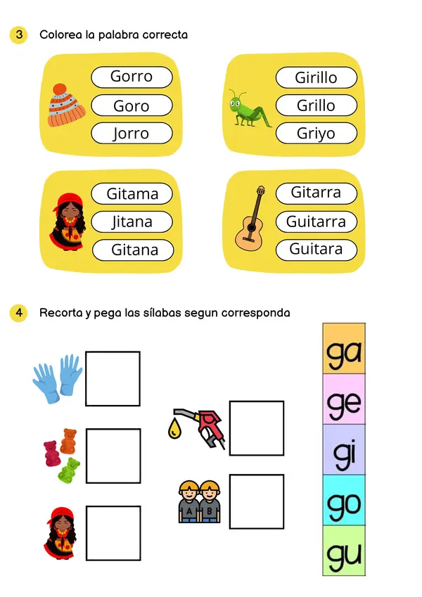 Guía de lenguaje letra G 