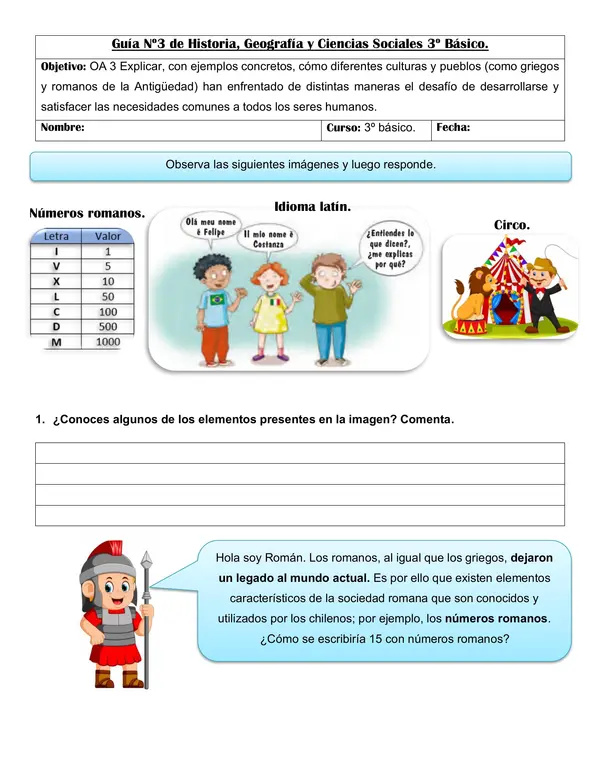 Guía de Roma, tercero básico.