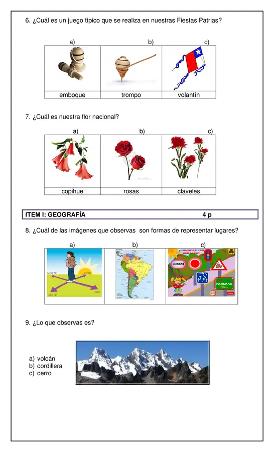 Evaluación diagnóstica Historia Primero Básico  