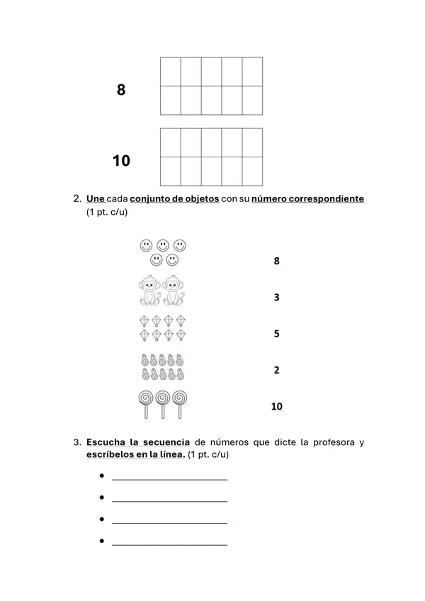 Prueba matemática 1° básico 