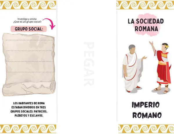 Tríptico: Grupos Sociales del Imperio Romano - Patricios, Plebeyos y Esclavos
