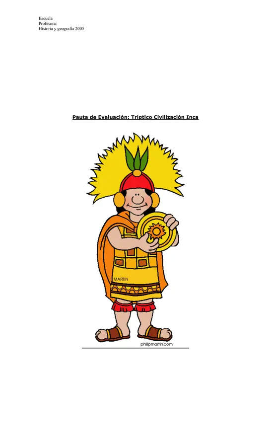 Pauta de evaluación:Tríptico Los Incas