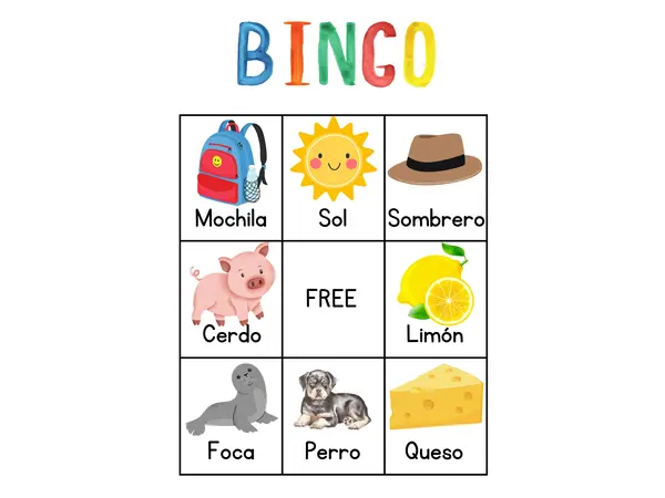 Juego bingo (asocia palabra-imagen)