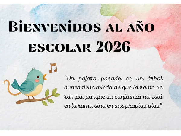 TARJETA DE BIENVENIDA PARA AÑO ESCOLAR 2026.
