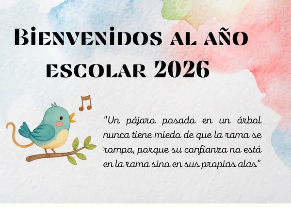 TARJETA DE BIENVENIDA PARA AÑO ESCOLAR 2026.