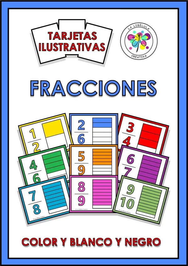 Tarjetas Ilustrativas Fracciones Números Matemáticas