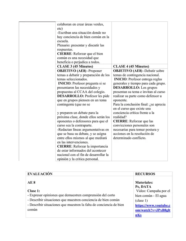 Planificación Clase a Clase Octubre - Orientación - 1° Medio