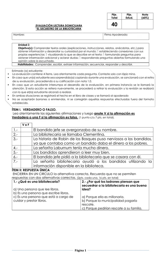 Ev. Lectura El secuestro de la bibliotecaria