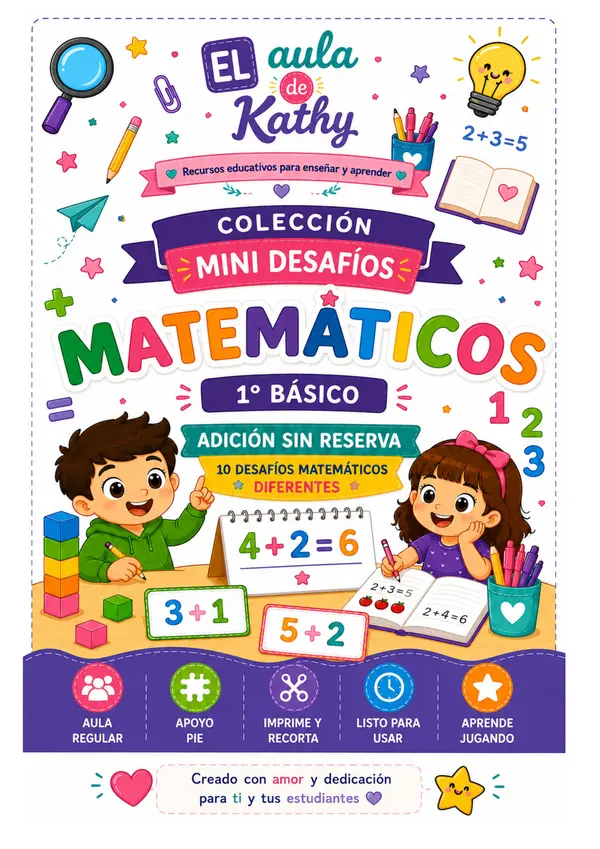 🌟 Mini Desafíos Matemáticos: Adición sin reserva | 1° Básico