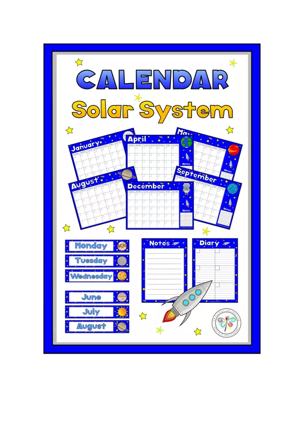 Solar System Calendar Calendario Sistema Solar 