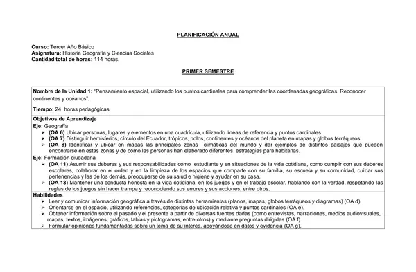 Todas las planificaciones anuales de Tercero Basico , mas de 100 paginas de contenido