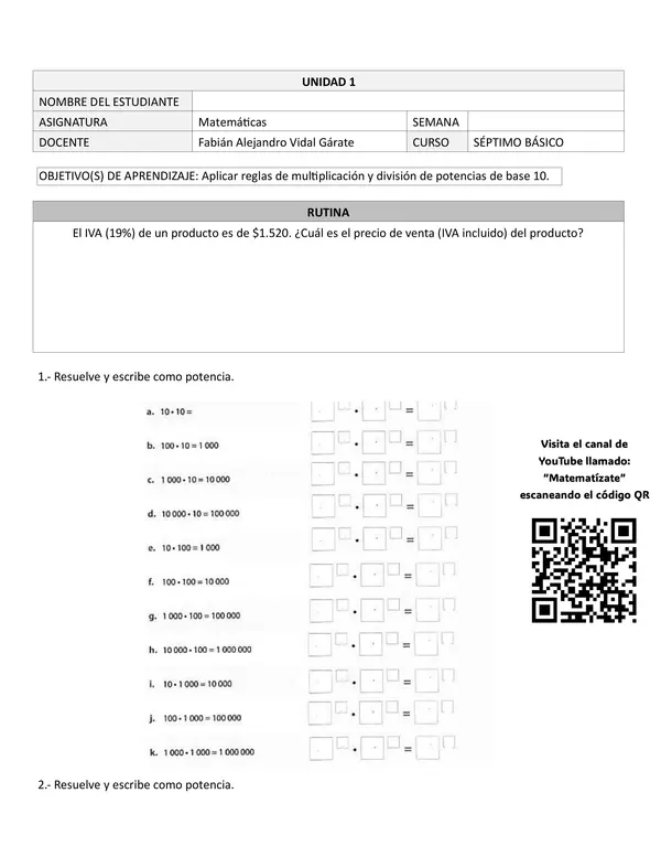 Multiplicación y división de potencias de base 10