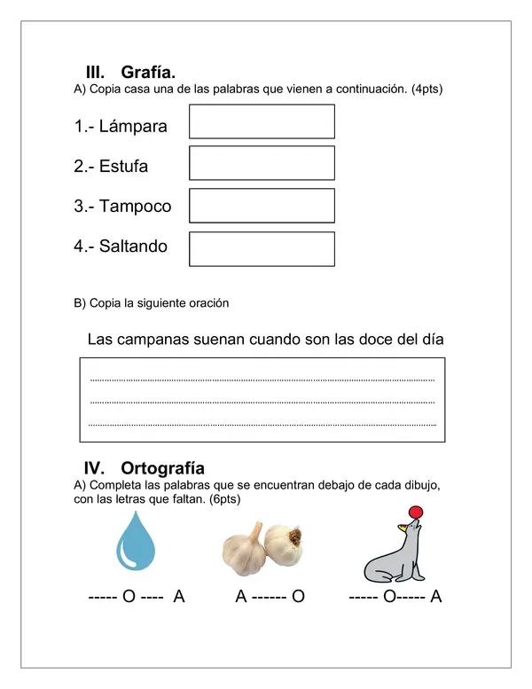 Evaluación informal, termino de proceso y pauta de corrección.