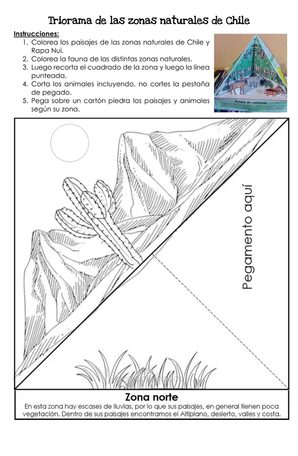 Triorama de la zonas naturales de Chile y Rapa Nui
