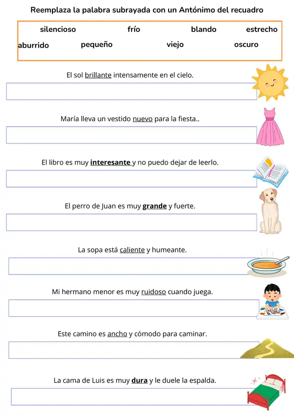 Antónimos, para fortalecer el vocabulario Lenguaje y comunicación