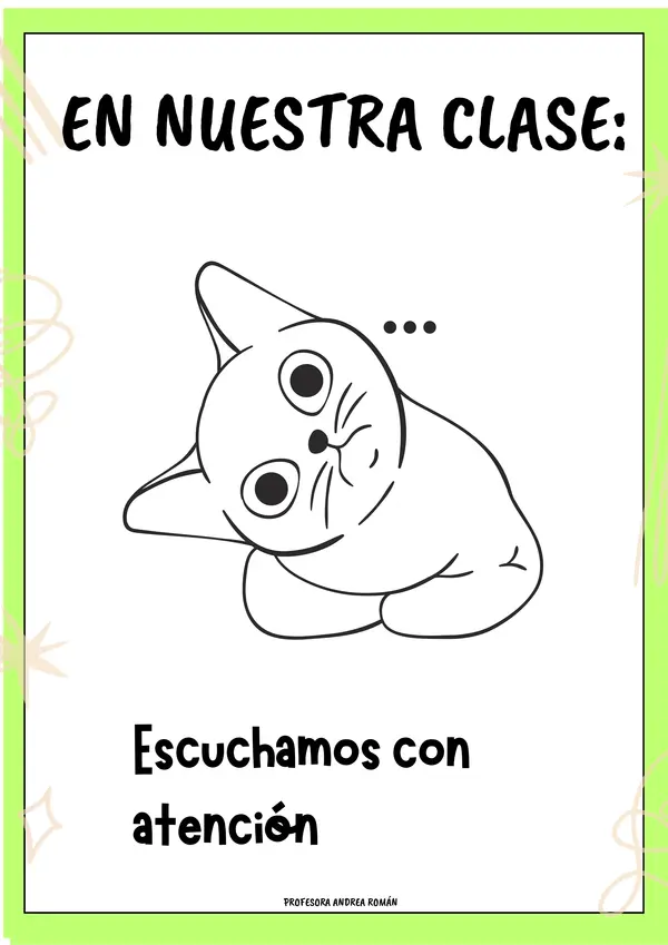 Gatitos estudiosos – Hábitos de aula (6 carteles imprimibles)