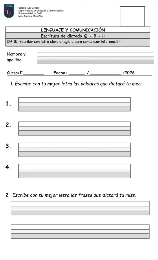 1ero básico: Lenguaje