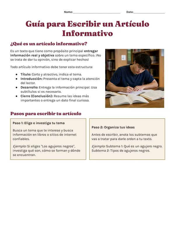 Guía para escribir un Artículo informativo