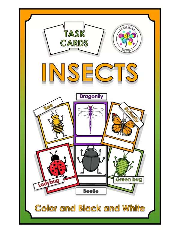 Task Cards Insects Animals Color Cut Coloring