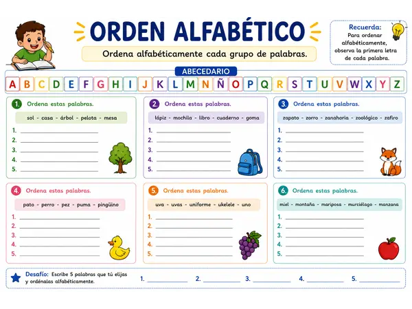Ordenar alfabeticamente. 