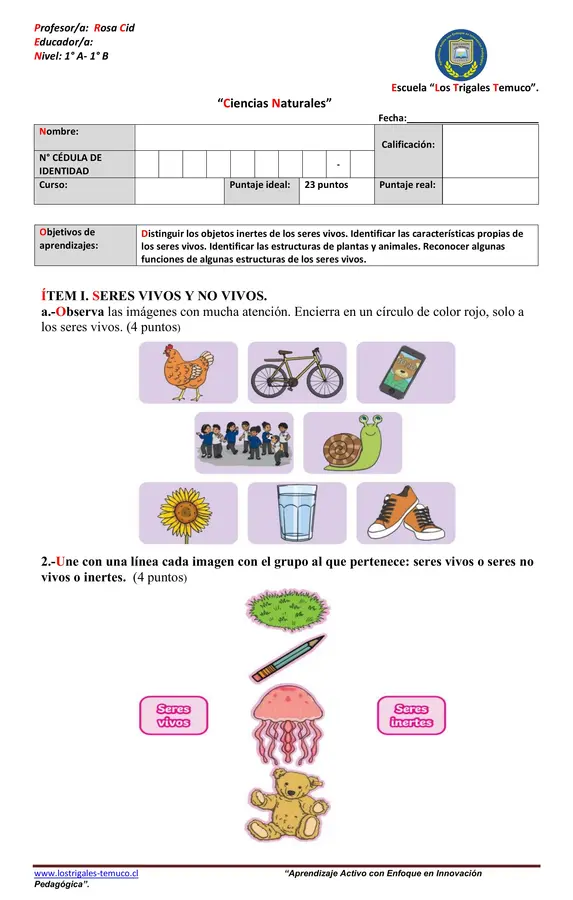 Prueba ciencias "Seres vivos"