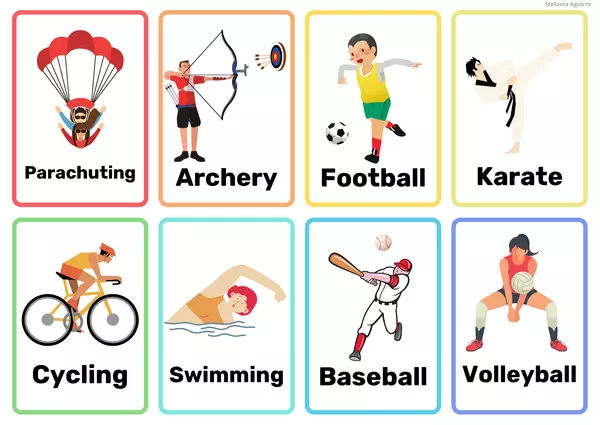 Tarjetas de vocabulario sobre deportes en inglés