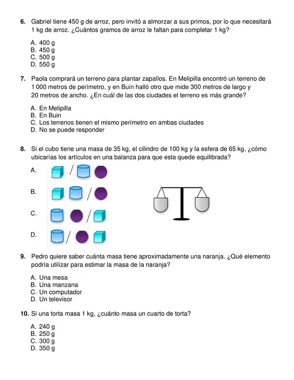 Prueba "Medición" Tercer año.