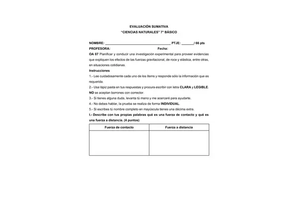 EVALUACIÓN TIPOS DE FUERZAS