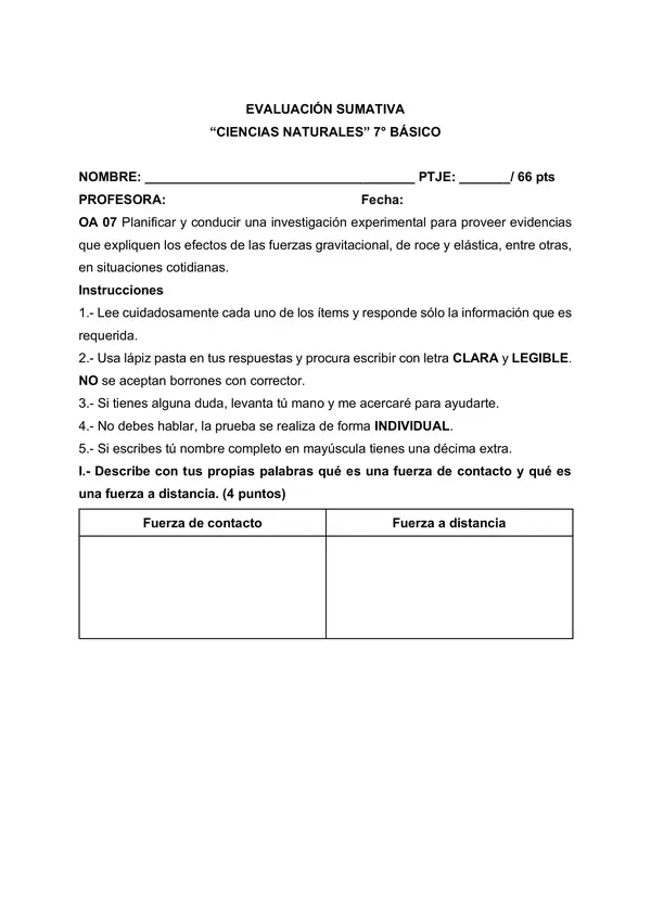 EVALUACIÓN TIPOS DE FUERZAS