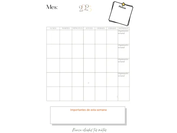 Organizador mensual 