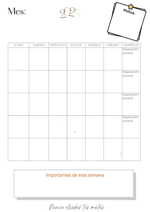 Organizador mensual 