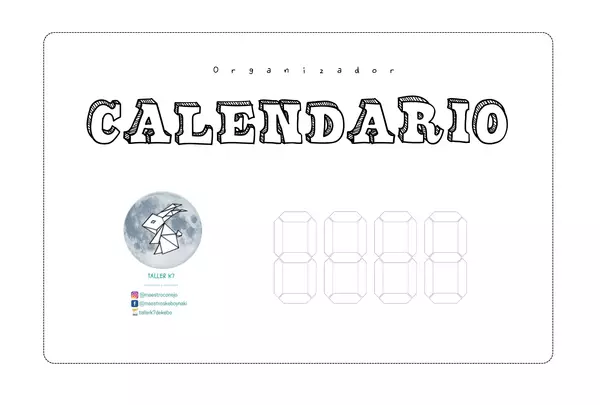 Calendario sin año. Organizador editable.