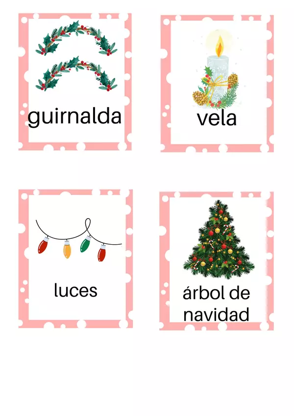 Tarjetas Bilingües: Vocabulario Festivo en Inglés y Español para una Navidad Educativa 