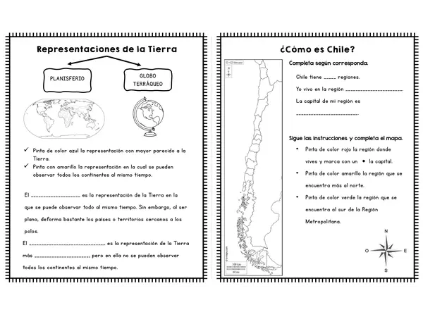 Representaciones de la Tierra y características geográficas de Chile