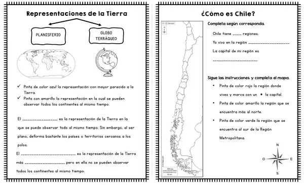 Representaciones de la Tierra y características geográficas de Chile