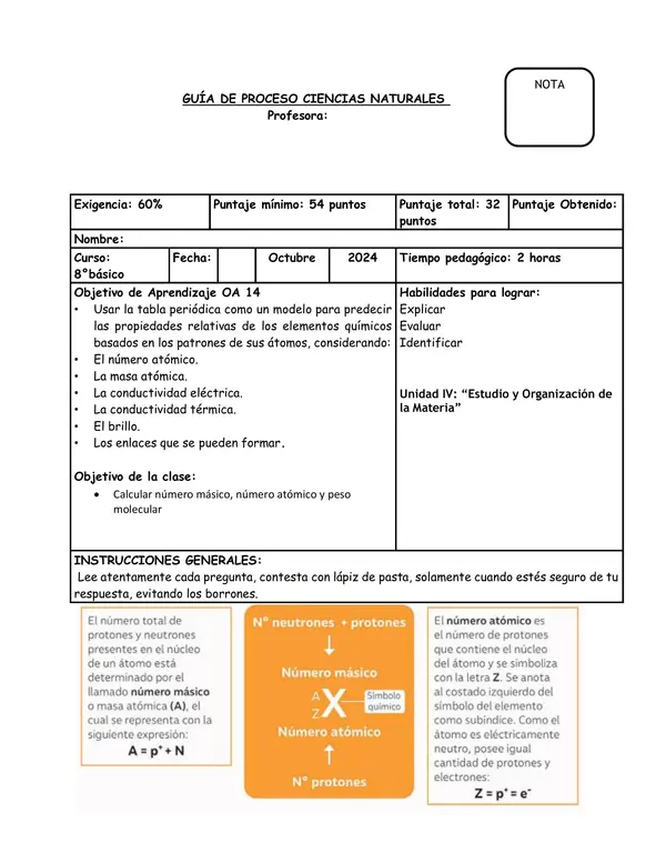 Unidad 4: Estudio y organización de la materia 8°Básico 