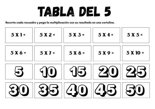 TABLA DEL 5: MULTIPLICACIÓN
