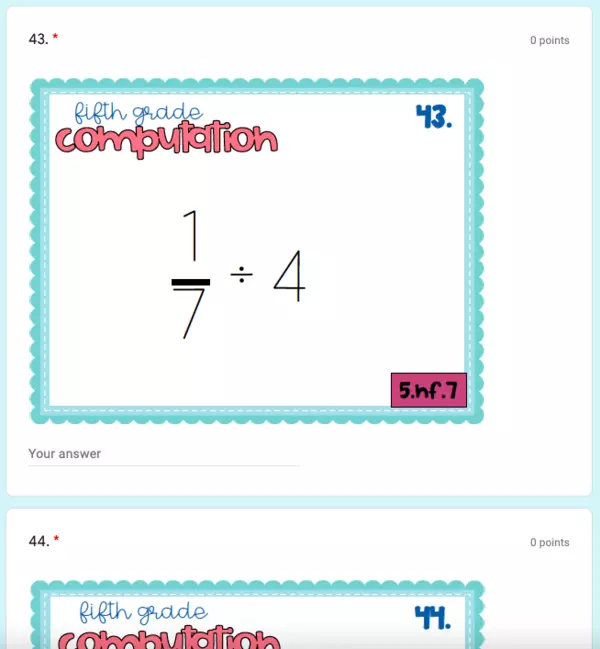 5th Grade Math review Computation Problems 4