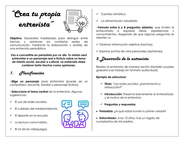 Guía de trabajo - Crea tu propia entrevista 