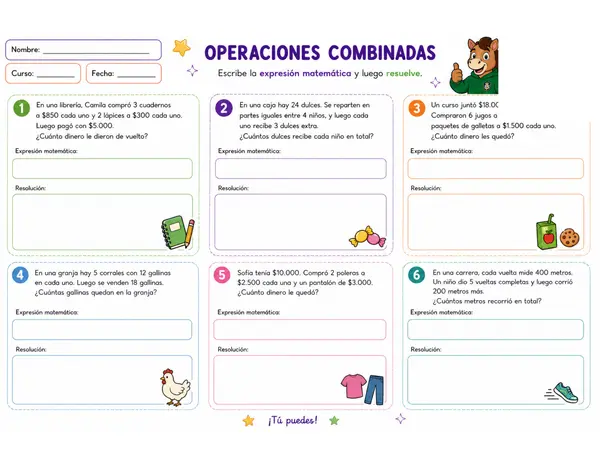 Operaciones Combinadas – Problemas Matemáticos ➕✖️➖