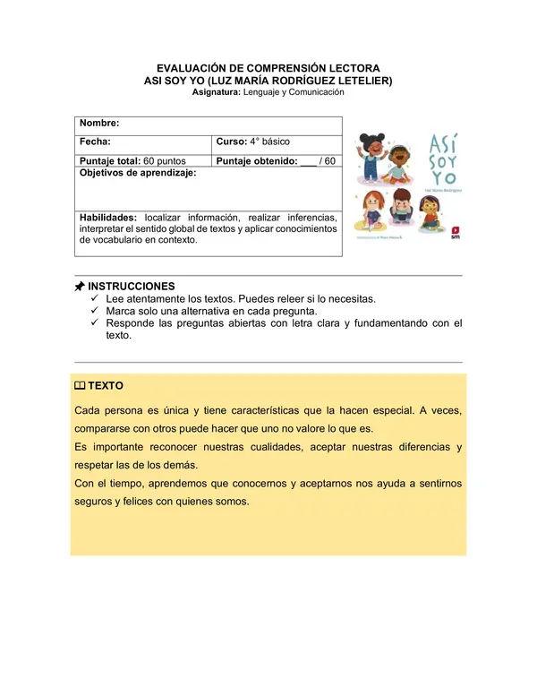 Prueba del libro "Asi soy yo" (Luz María Rodríguez Letelier)