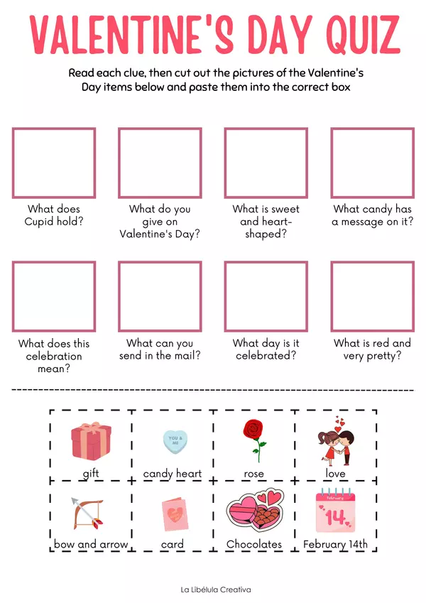 Valentine´s Day Worksheets February Full Color Love