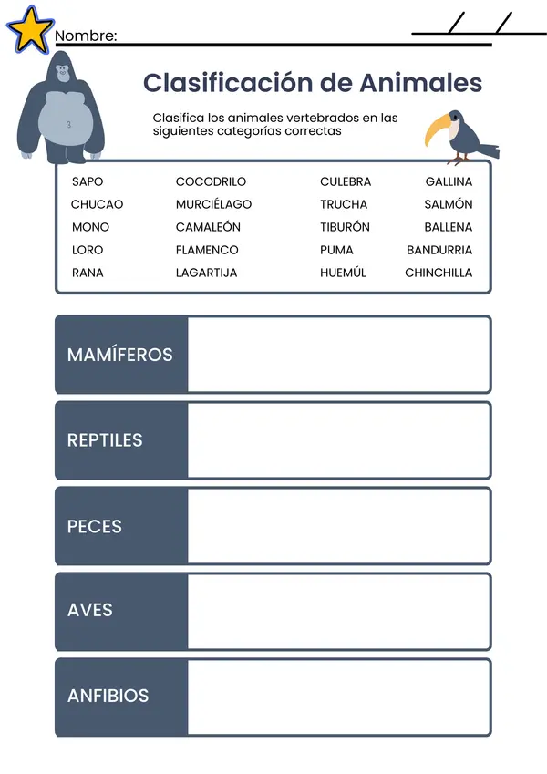 Animales Vertebrados e Invertebrados